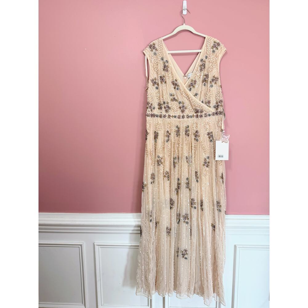 Mac Duggal Cap Sleeve Embellished Dress in Blush STYLE 93575 BLUSH SIZE 18 - Picture 2 of 13